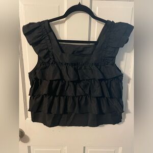 SHEIN Black Ruffled Sleeveless Top